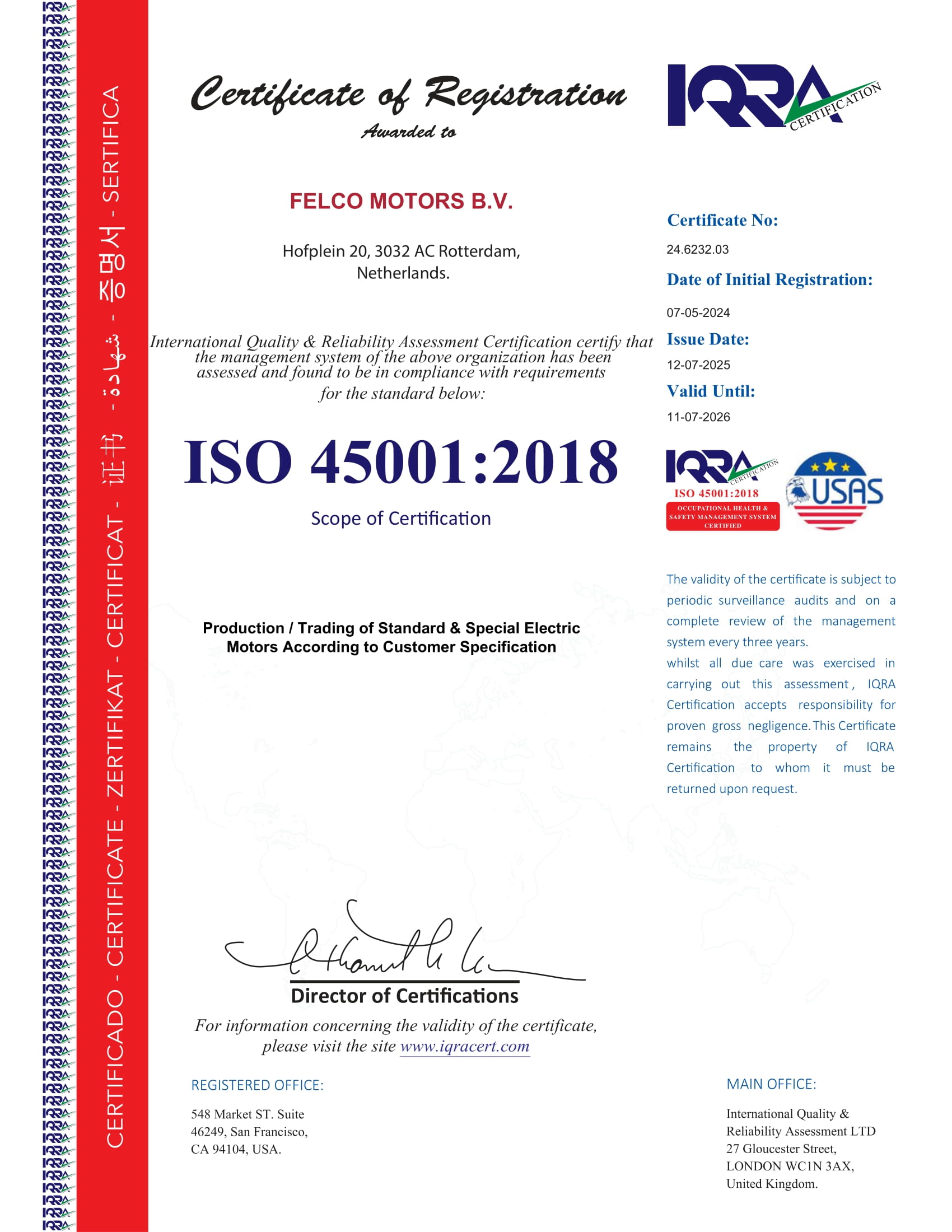 ISO 45001:2018 – Occupational Health & Safety Management System